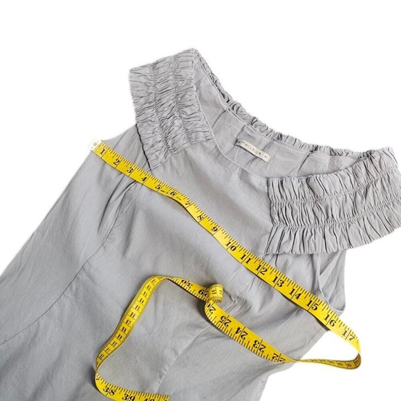 MATTHILDUR Womens Linen Blend Off Shoulder Lined Blouse, Tunic, Grey Size 1 - Picture 2 of 12